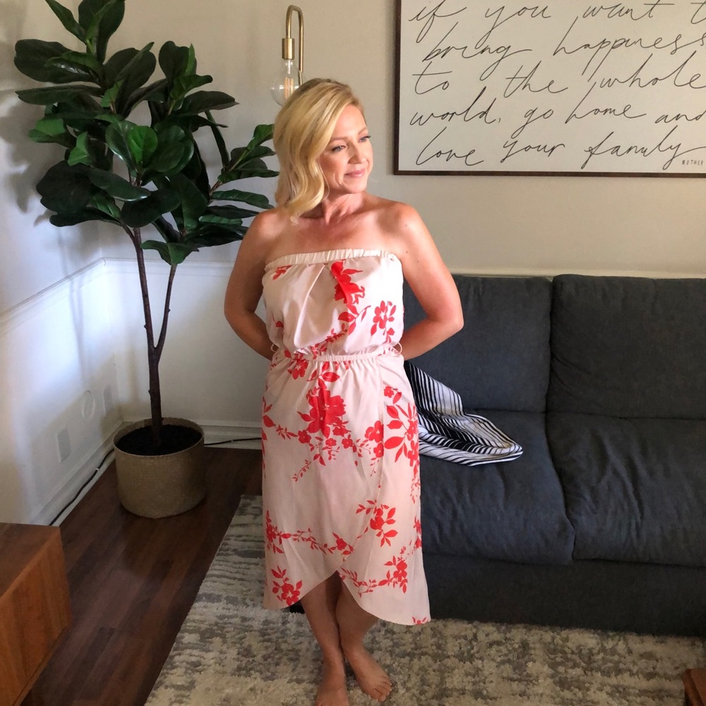 Strapless Floral Dress and Coordinating Sweater